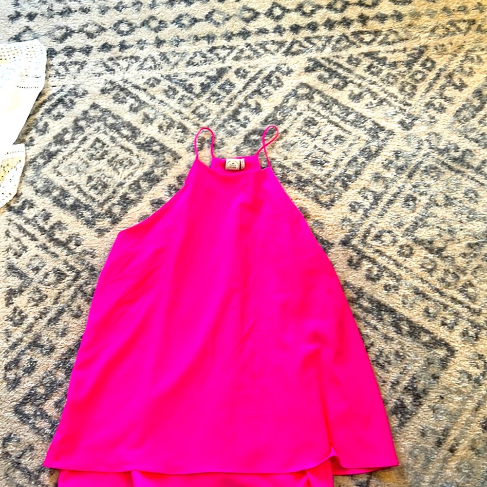Paper crane hot pink halter tank
